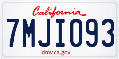 CA license plate 7MJI093