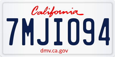 CA license plate 7MJI094