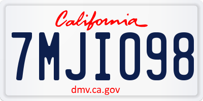 CA license plate 7MJI098