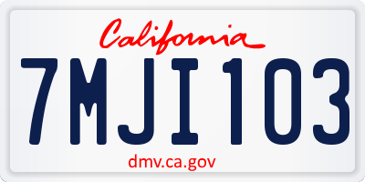 CA license plate 7MJI103