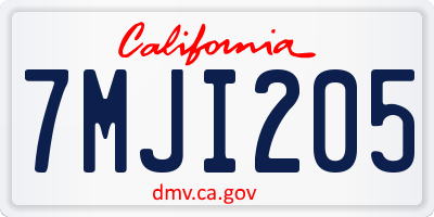 CA license plate 7MJI205