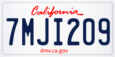 CA license plate 7MJI209