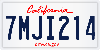 CA license plate 7MJI214