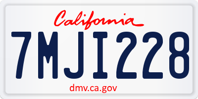 CA license plate 7MJI228