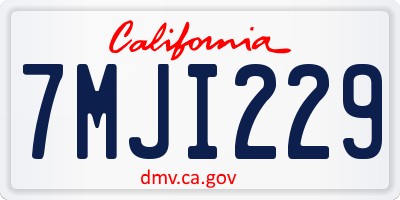 CA license plate 7MJI229