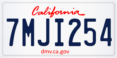 CA license plate 7MJI254