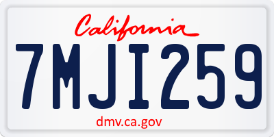 CA license plate 7MJI259