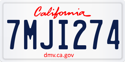 CA license plate 7MJI274