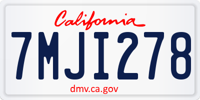 CA license plate 7MJI278