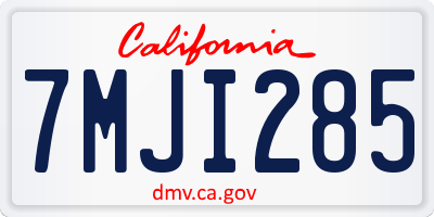 CA license plate 7MJI285
