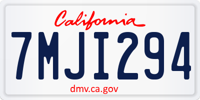 CA license plate 7MJI294