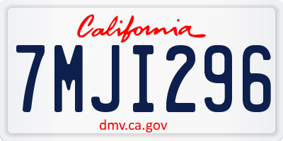 CA license plate 7MJI296