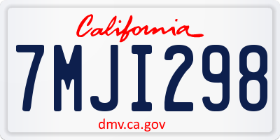 CA license plate 7MJI298