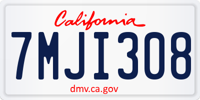 CA license plate 7MJI308
