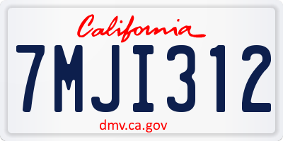 CA license plate 7MJI312