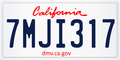 CA license plate 7MJI317