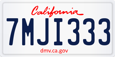 CA license plate 7MJI333