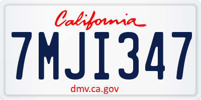CA license plate 7MJI347