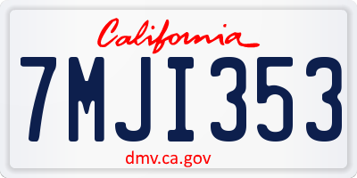 CA license plate 7MJI353