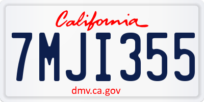 CA license plate 7MJI355