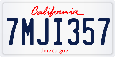 CA license plate 7MJI357