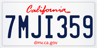 CA license plate 7MJI359