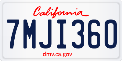 CA license plate 7MJI360