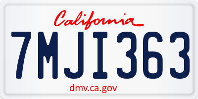 CA license plate 7MJI363
