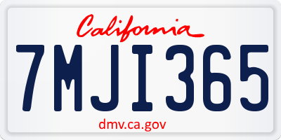 CA license plate 7MJI365