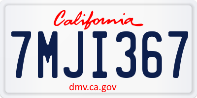 CA license plate 7MJI367
