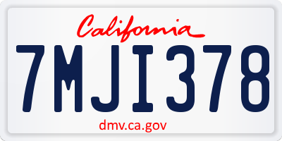 CA license plate 7MJI378