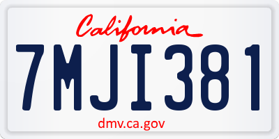 CA license plate 7MJI381