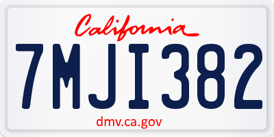 CA license plate 7MJI382