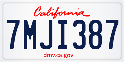 CA license plate 7MJI387