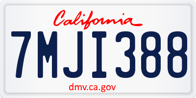CA license plate 7MJI388