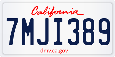 CA license plate 7MJI389