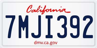 CA license plate 7MJI392