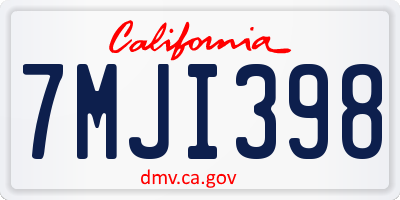 CA license plate 7MJI398