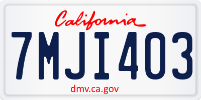 CA license plate 7MJI403