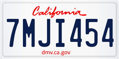 CA license plate 7MJI454