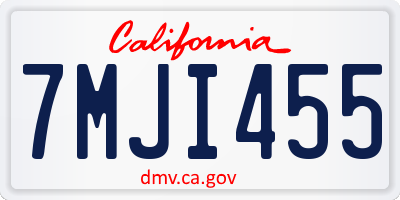 CA license plate 7MJI455