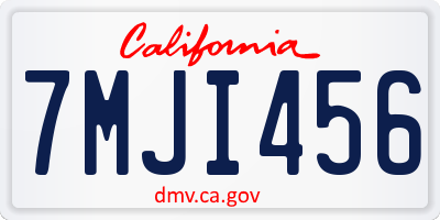 CA license plate 7MJI456