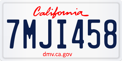 CA license plate 7MJI458