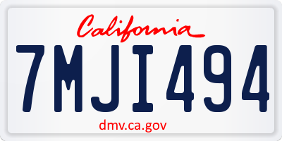 CA license plate 7MJI494