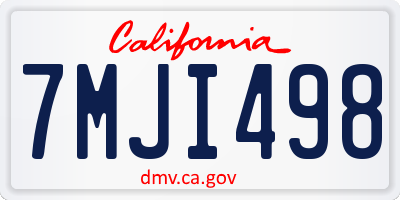 CA license plate 7MJI498