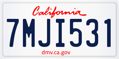 CA license plate 7MJI531