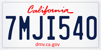 CA license plate 7MJI540