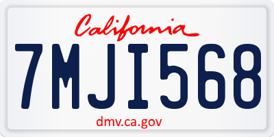 CA license plate 7MJI568