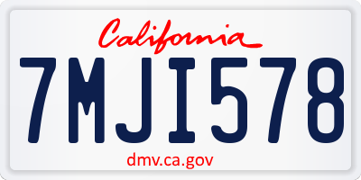 CA license plate 7MJI578