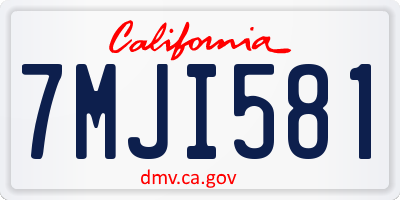 CA license plate 7MJI581